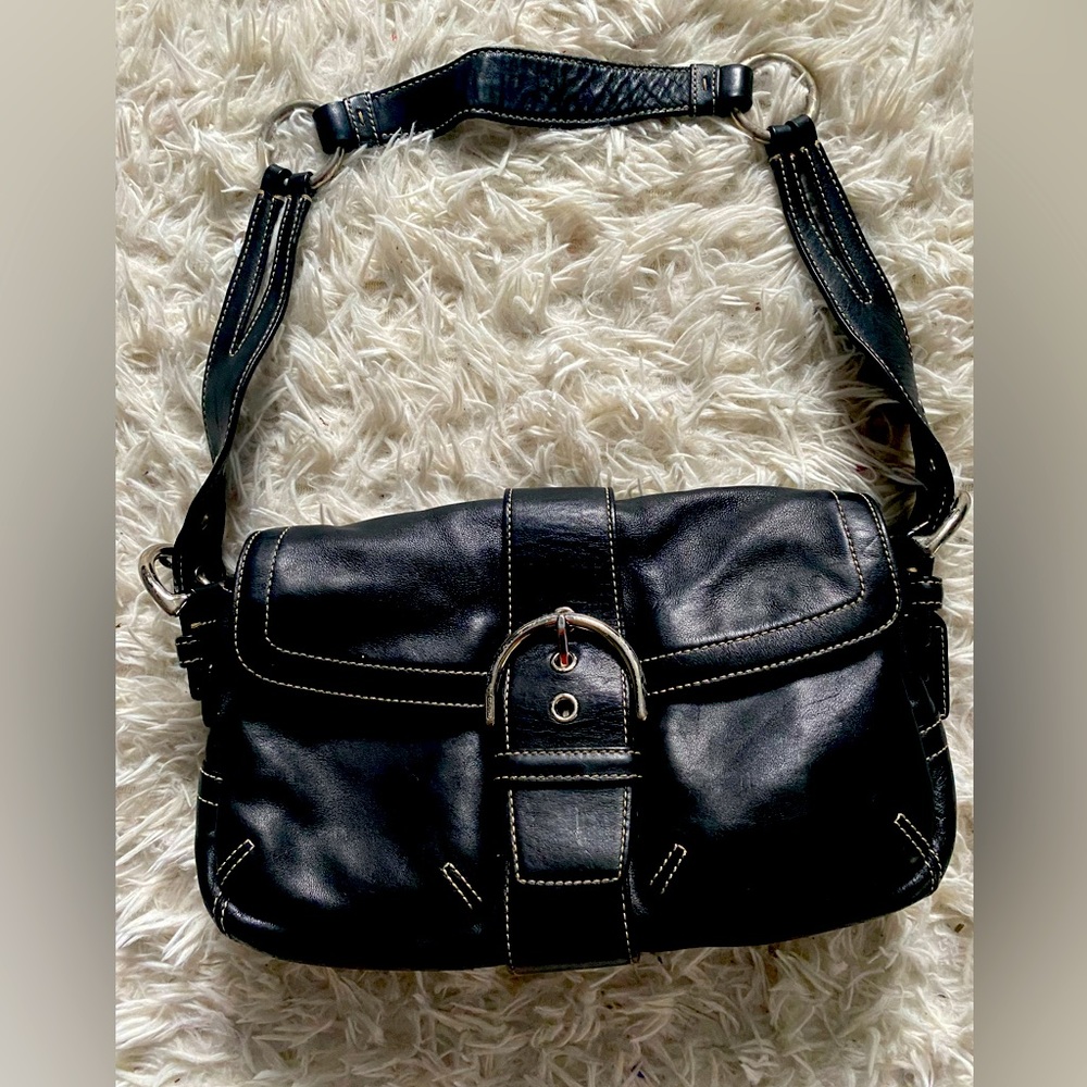 Coach Y2K style shoulder bag black leather